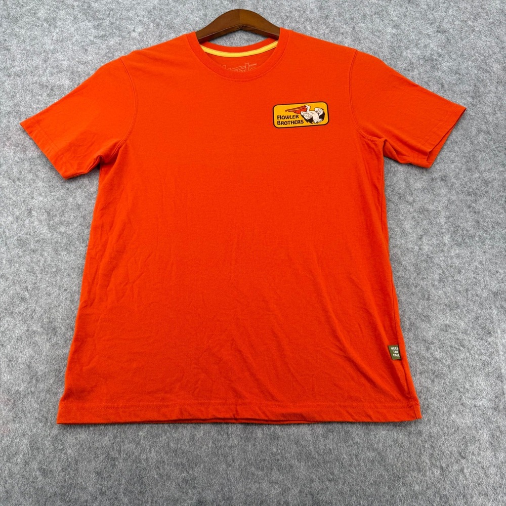Howler Brothers Mens Orange Heed The Call Pelican Graphic T-Shirt Small